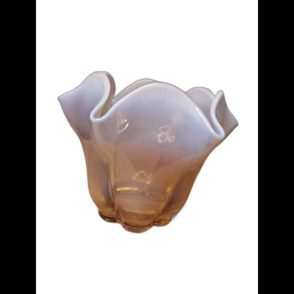 Vintage Duncan Miller Canterbury Pink Opalescent Ruffled Vase 1950's 6” Tall - Picture 3 of 4